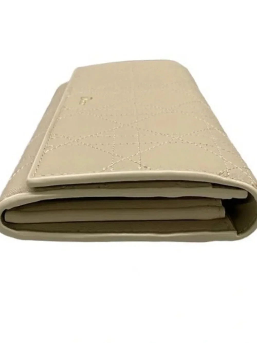 DIOR/ChristianDior Cannage Stitch S4608OSQM73UU Beige Leather Long Wallet